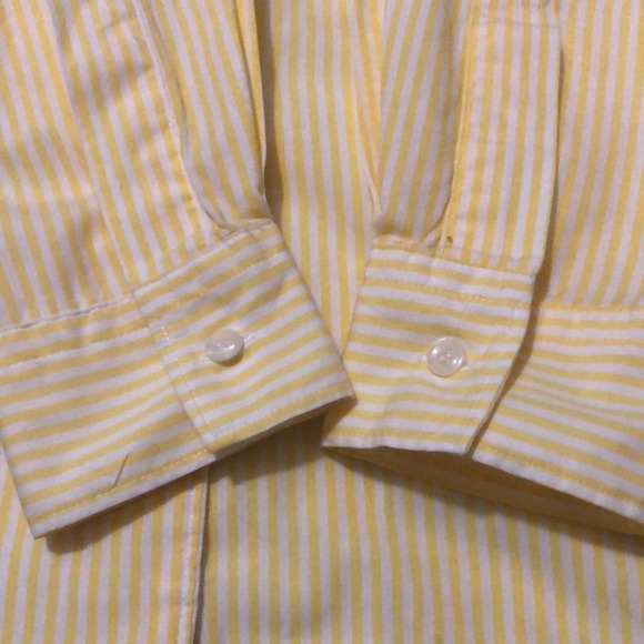 Vintage GAP Boyfriend Fit ButtonUp-Sz L-Cotton-Yellow/White Stripes-EUC - Picture 14 of 16